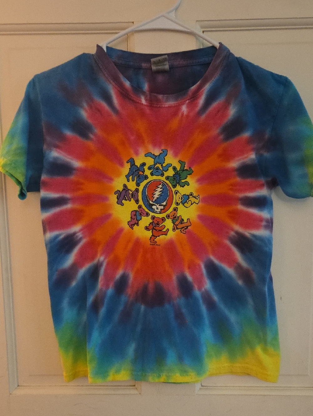 Gratefuil dead Tie-Dye Kids Short Sleeve Tee - Blue, Red, Yellow, Green